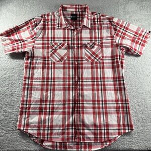 Akademiks Shirt Mens 4XL Short Sleeve Button Up Red Plaid Streetwear Hip Hop